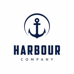 Retro vintage anchor with circle logo design
