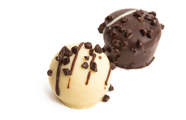 chocolate truffles isolated