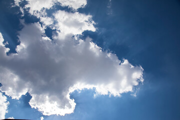 beautiful fluffy clouds and blue sky