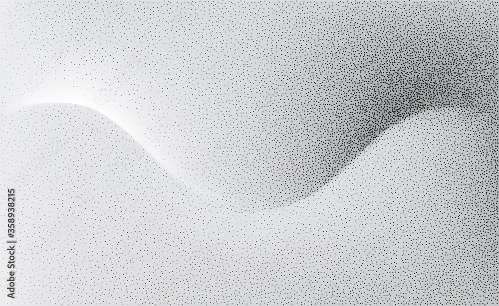 Poster Abstract vector background, monochrome flow shadow wave with stipple effect for design brochure, website, flyer.