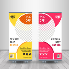 Food & Restuaruant concep Roll yp banner. Universal stand for Restuaruant - Vector.	