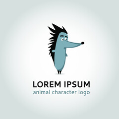 Hedgehog Animal character logo template - obrazy, fototapety, plakaty