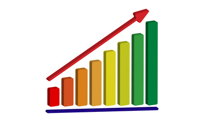 business graph with arrow on white background 