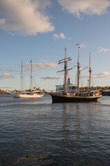 Fototapeta na wymiar Ships in front of Helsinki harbor in Finland