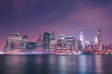 Fototapeta na wymiar Night view of Downtown Manhattan in New York City