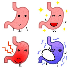 Cute cartoon character of stomach(Set)