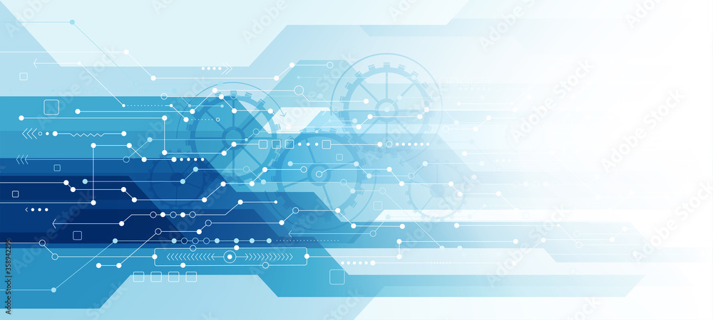 Poster abstract blue technology communication dots and lines background. connection and big data concept.