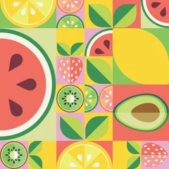 Fotobehang Flat fruit pattern © AnnaPa
