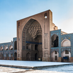 Fototapeta na wymiar It's Part of the Jameh Mosque of Isfahan in winter, Iran. UNESCO World Heritage site