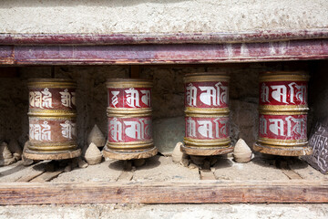 Tibetan buddhist prayer wheels