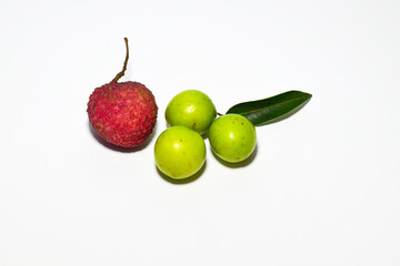 monkey apple with lychee On a white background