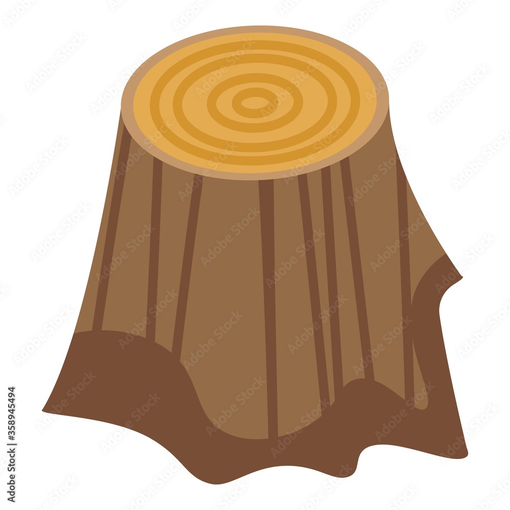 Poster home tree stump icon. isometric of home tree stump vector icon for web design isolated on white back