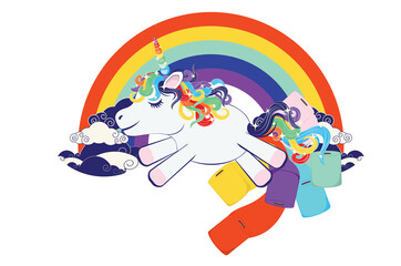 Unicorn with rainbow