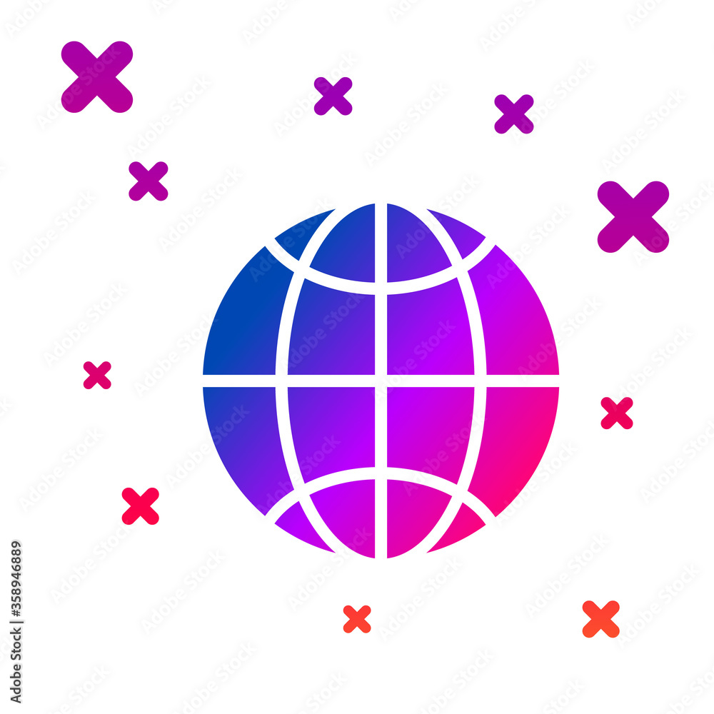 Poster color global technology or social network icon isolated on white background. gradient random dynamic