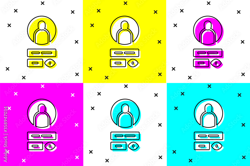 Poster set create account screen icon isolated on color background. vector illustration.