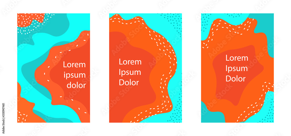 Poster set of vertical background with liquid shapes.