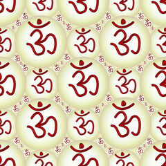 aura background and om in a circle seamless pattern