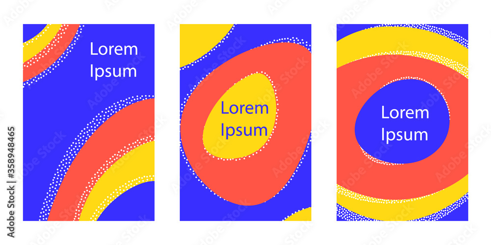 Poster Set of vertical background with dynamic liquid shapes.