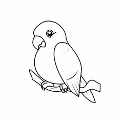 Coloring of Bird Cartoon, Cute Funny Character, Flat Design