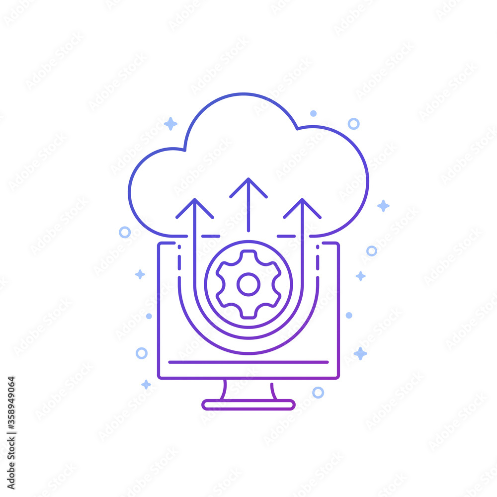 Poster cloud computing icon, line design