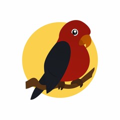 Illustration of Red Bird and Gray Winged Cartoon, Cute Funny Character, Flat Design