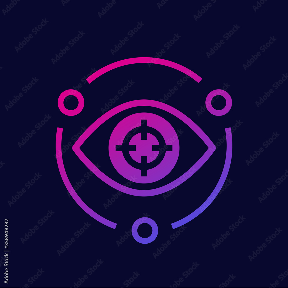 Poster machine vision or visual recognition vector icon