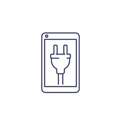 phone with electric plug on screen line icon