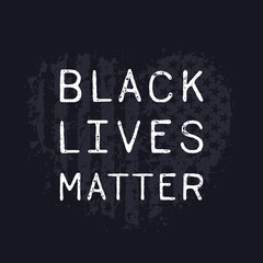 black lives matter poster, grunge heart with american flag