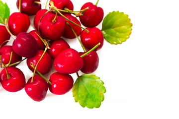 red cherries isolated on white