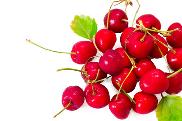 red cherries isolated on white