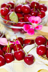 delicious red cherries on the table