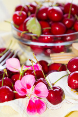 delicious red cherries on the table