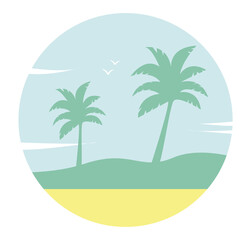 Vector illustration of nature. The beach and sea. Background for your scenes.