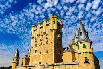 Fototapeta premium It's Alcazar of Segovia (Segovia Castle), a stone fortification, located in the old city of Segovia, Spain.