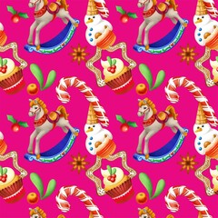 Christmas seamless print. Patterns for packaging, fabrics and patterns. Qualitative illustrations for your creativity.