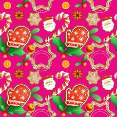 Christmas seamless print. Patterns for packaging, fabrics and patterns. Qualitative illustrations for your creativity.