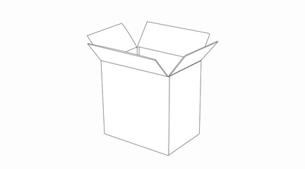 Vector Isolated Illustration Black and White Carton Box