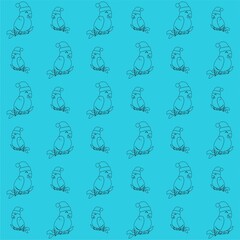 Bird Wearing a Santa Hat Cute Illustration, Cartoon Funny Character, Pattern Wallpaper 