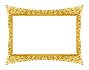 The antique gold frame on the white background with clipping path included.