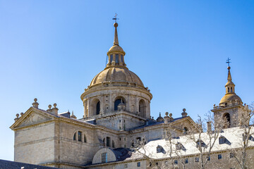 It's Tower of the Royal Monastery of San Lorenzo, El Escorial, Madrid, Spain. UNESCO World heritage...