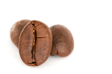 coffee beans close-up on a white background