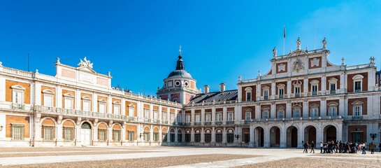Fototapeta na wymiar It's Interior yard of the Royal Palace of Aranjuez, a residence of the King of Spain, Aranjuez, Community of Madrid, Spain. UNESCO World Heritage