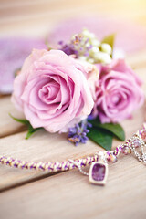 Delicate necklace with pink ruby stone