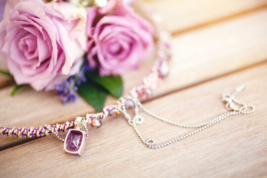 Delicate necklace with pink ruby stone