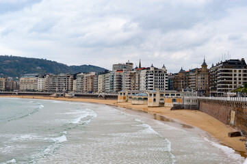 Fototapeta na wymiar It's Panorama of the Bay de la Concha, San Sebastian, Basque Country, Spain.