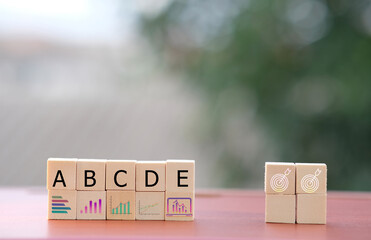 Business process management, Businessman plan a project with wood cubes with icon business strategy...