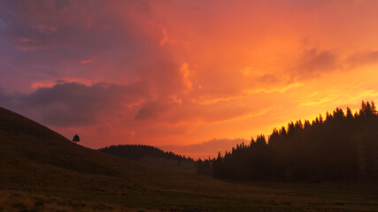 sunset in the mountains