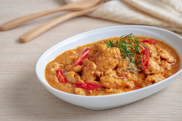 Chicken panang curry in bowl, Thai food.