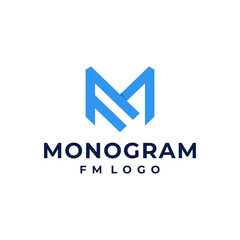 monogram FM logo vector modern clean designs blue color white background