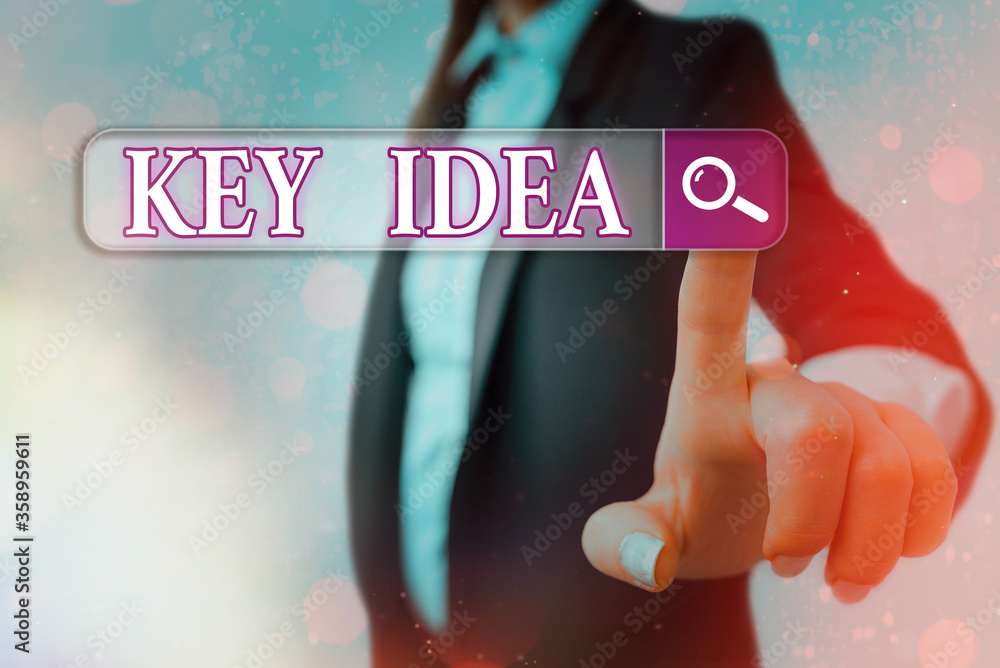 Poster conceptual hand writing showing key idea. concept meaning the central thought which is the most impo